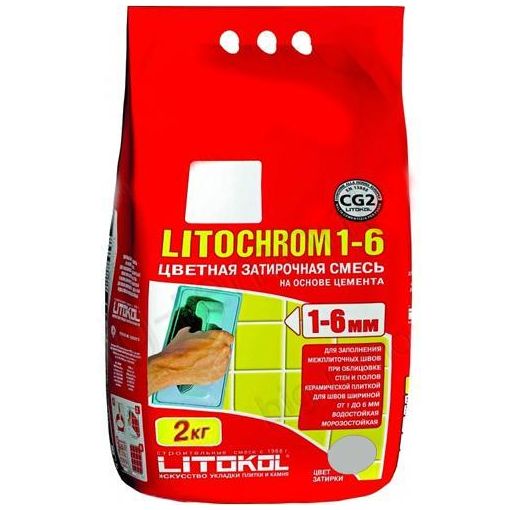 Затирка для швов Litochrom 1-6, C100, светло-зелёная, 2 кг. Litokol (Литокол)