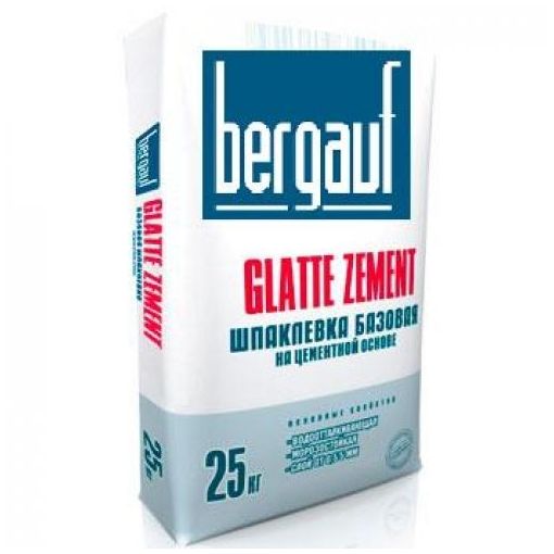 Шпатлёвка базовая цементная Glatte Zement 25 кг, Bergauf (Бергауф)